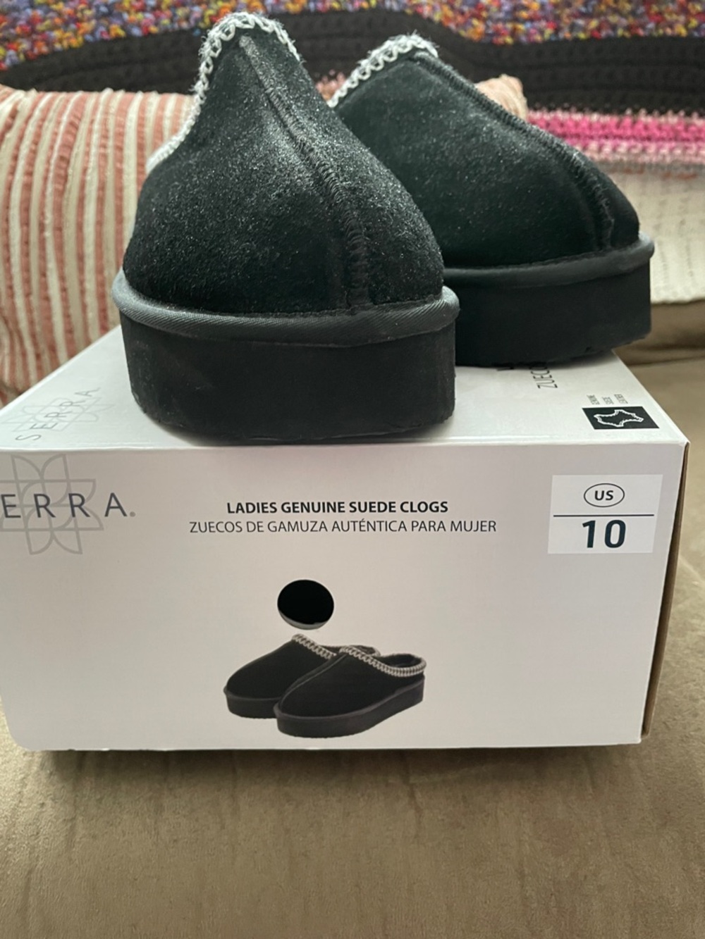 Serra Black Suede Ladies Genuine Suede Clogs